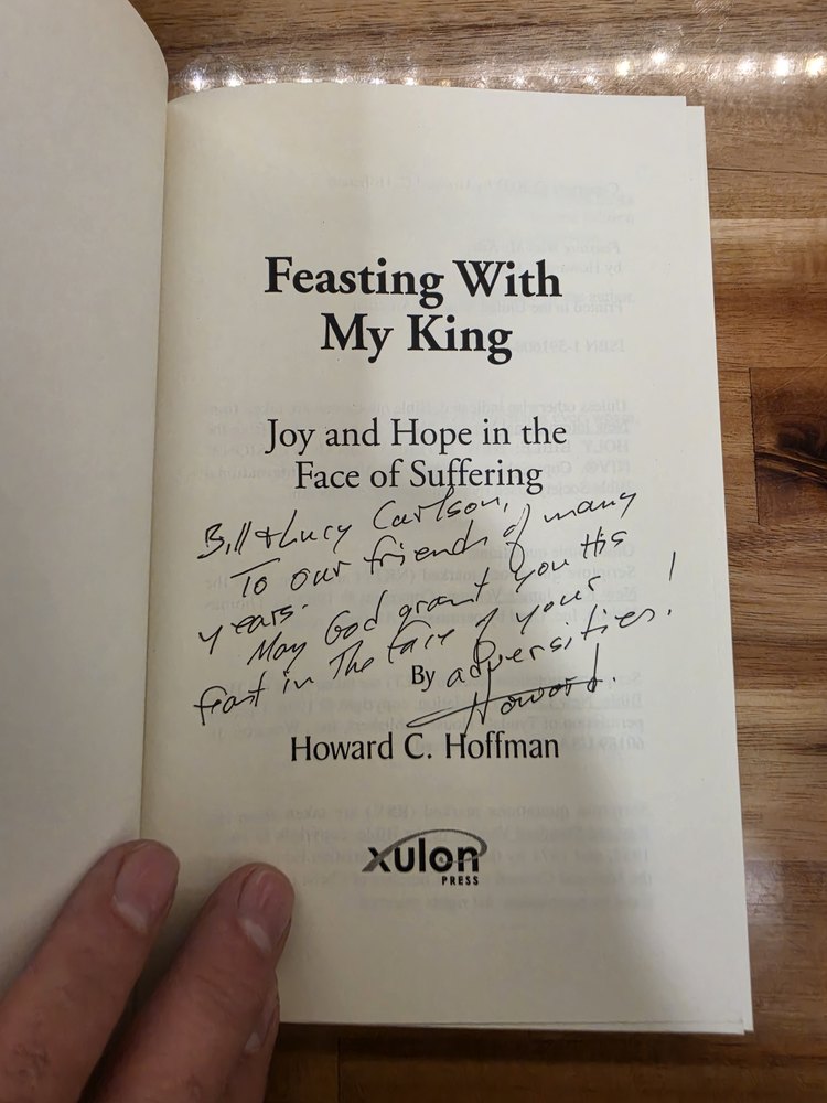 Feasting With My King - title page signed and inscribed by Howard C. Hoffman